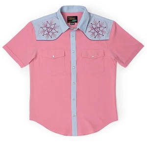 RSVLTS Back to the Future Western Shirt Atomic Symbol Pink Light Blue 4XL - Picture 1 of 12