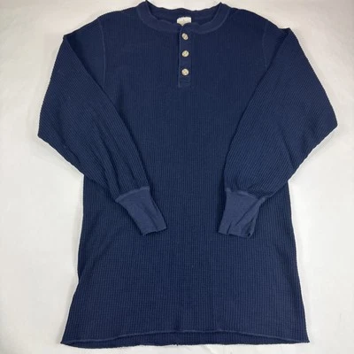 Greatland Thermal Waffle Knit Henley Shirt Mens L Blue USA Made Base Layer 90s - Image 1 of 4