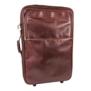 Vintage Hartmann Belting Leather 22” Upright Rolling Wheeled Carry On Suitcase - Picture 1 of 19