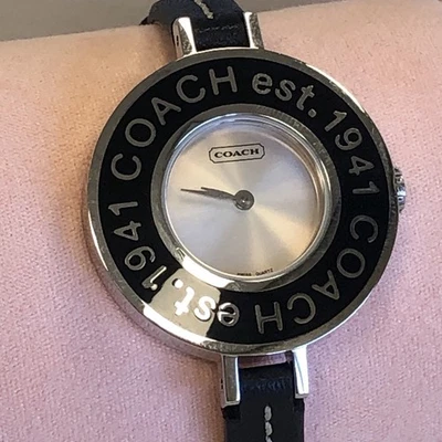 NEW Women's COACH 1941 Swiss Quartz Watch Black Silver Dial 0303 Box & Papers - image 1 of 4