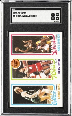 1980-81 TOPPS ROOKIE #6 LARRY BIRD JULIUS ERVING MAGIC JOHNSON ROOKIE RC SGC 8 - Image 1 of 2