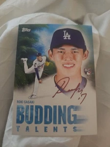 2025 TOPPS X BOB ROSS THE JOY OF BASEBALL ROKI SASAKI RC BUDDING TALENTS #BT-15 - Picture 1 of 2