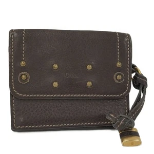 Chloe Paddington Bifold Card Case in Dark Brown Leather Women's Auth - Picture 1 of 9