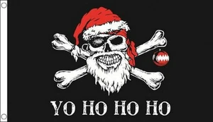 3' x 2' CHRISTMAS PIRATE FLAG Yo Ho Ho Ho Merry Santa Happy Skull and Crossbones - Picture 1 of 1