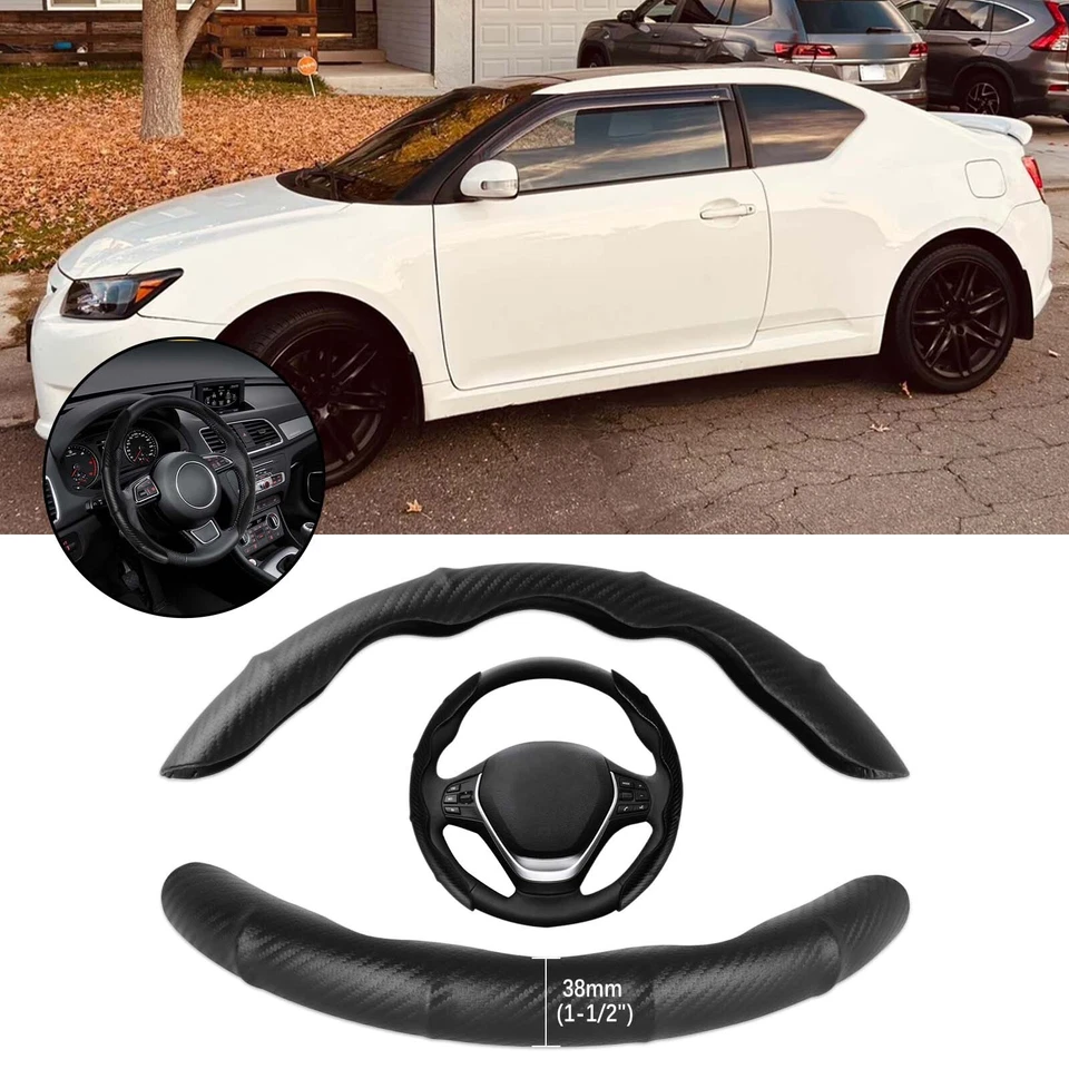 15" Steering Wheel Cover Protector Non-Slip PU Carbon Fiber For Scion tC FRS - Image 1 of 4