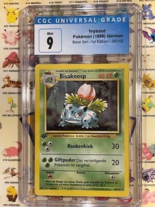 Ivysaur ~ 1st Edition Base Set ~ German ~ 30/102 ~ CGC 9 ~ Pokemon 1999 - Picture 1 of 2