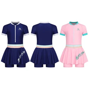 Girls Rash Guard Sport Swimwear Gymnastic Swimsuit Quick Dry One Piece Anti-UV - Picture 1 of 22