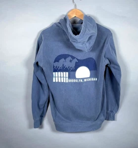Michigan Faster Horses Festival Hoodie Adult Small Blue Garment Dyed Sweatshirt - Picture 1 of 11