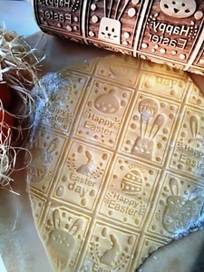 Happy Easter Engraved Rolling Pin Embossed Dough Roller Woоden  Rolling  Easter - Picture 1 of 9