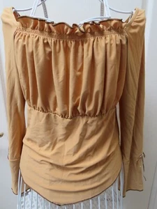 E-vie Ladies Faux Suede Top Size 14 16 Brown 90s Vintage Peasant Boho Hippie - Picture 1 of 4
