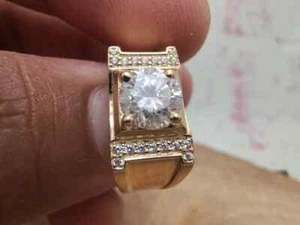 14k Yellow Gold Round Cut Natural Diamond Men's Wedding Ring DGLA Certified - Picture 1 of 14