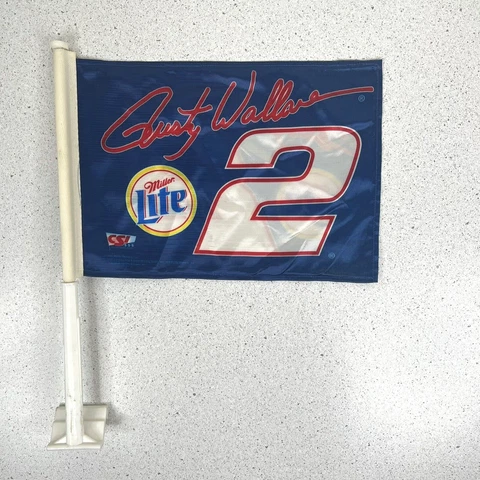 Vintage 1999 RUSTY WALLACE Flag Miller Lite NASCAR Flag 15" Nice! Cover