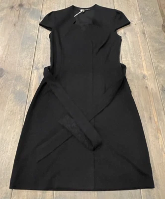 Cynthia Steffe Women’s Short Sleeve Lace Belt Sheath Black Lined Dress Size: 0 - Image 1 of 4