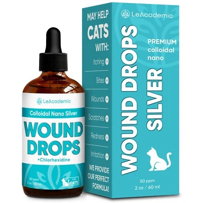 Cat Wound Care Drops | Nano Silver & Chlorhexidine for Bites & Redness | 2 oz - Image 1 of 4