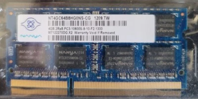 Nanya 4GB  NT4GC64B8HG0NS-CG 1209.TW PC3-10600S DDR3 1333 SODIMM Laptop Memory - Image 1 of 2