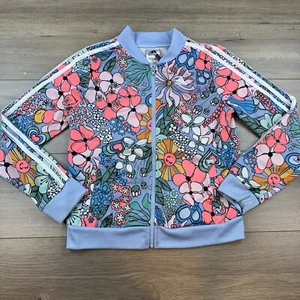 Adidas Floral Tricot Full Zip Activewear Track Jacket Girl’s Youth XL (16) Retro - Picture 1 of 18