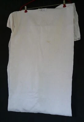 Nappe + 12 serviettes lin ancien brodé main lettres A.C – REF 4716C - Photo 1/4