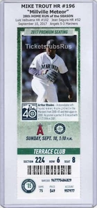 Mike Trout HR #196 METEOR 2017 Mariners Angels 9/10 CLUB Ticket ARTHUR RHODES - Picture 1 of 12