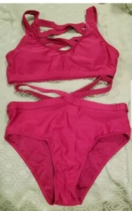 SHEIN Damen Badeanzug weinrot Träger Rücken & Hüfte. Größe L - Bild 1 von 7