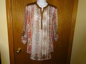 NEW WOMEN'S WET SEAL BROWN PAISLEY SHIRT SIZE MED MSP $24.90 - Picture 1 of 7