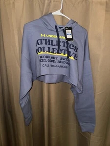 Under Armour Athletics Collective Women’s XL Loose Crop Top Hoodie Grey - Picture 1 of 4
