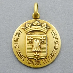 French, Antique Religious Pendant. Seamless robe of Jesus. Ostension 1934. Medal - Picture 1 of 5