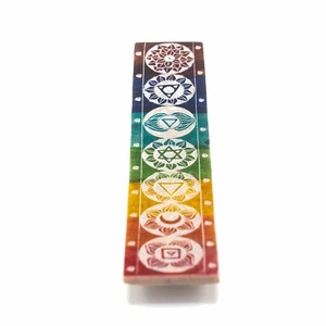 Soapstone Seven Chakra Meditation Incense Stick Holder Burner Hand Made, 26x5cm - Picture 1 of 3