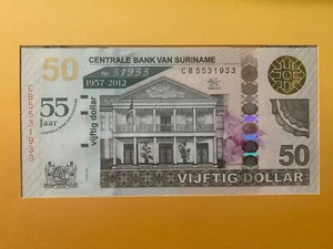 50 Dollars Suriname 55 Years of Central Bank banknote with folder - Picture 1 of 4