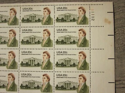US Postage sheet of 50 James Hoban White House Architect 20 cent stamps. MNH  OG - Image 1 of 2