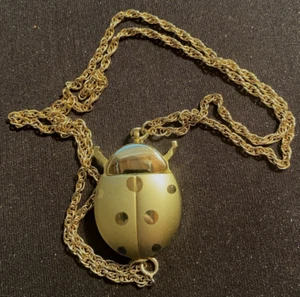 Vintage Gold Tone Lady Bug Pendant Watch with Chain - Lafayette - Needs Battery - Picture 1 of 3
