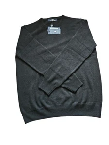 Herren 100% Premium Kaschmir Feinstrick Pullover Rundkragen Schwarz Made in It - Bild 1 von 4