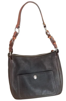 COACH Chelsea 黑色柔软鹅卵石皮革单肩包流浪汉 Y2K 包粉色衬里 — 第 1/4 张图片