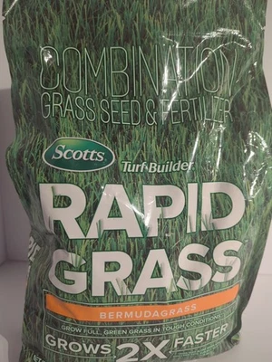 Scotts Turf Builder 4 lb. Semilla combinada Rapid Grass Bermudagrass Foto 1 de 4
