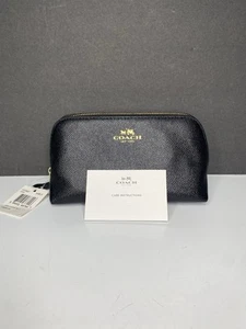 Estuche de cosméticos Coach Travel de cuero granulado en negro, F57857 Nuevo con etiquetas - Imagen 1 de 13