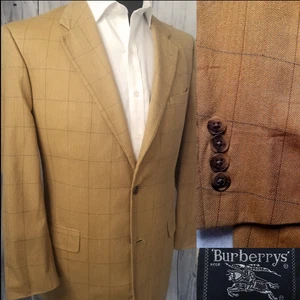 Vintage Burberry Mens Blazer 40R / 42S Gold Window Sports Coat Jacket SHORT ARMS - Picture 1 of 20