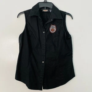 Harley Davidson black sleeveless button down (Size: Medium) - Picture 1 of 6