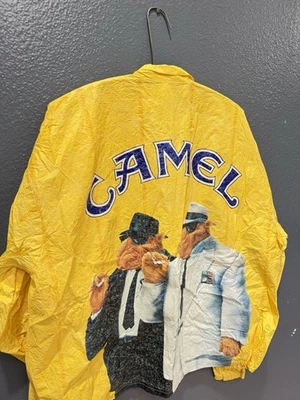 Vintage 90’s Camel Joe Cool Cigarettes Tyvek Yellow Zip Windbreaker XL - Image 1 of 4