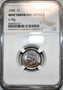 NGC Brilliant Uncirculated 2.78g Indian Head Cent, Unusual, Underweight Error! - Picture 1 of 2