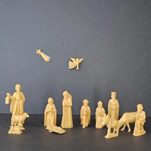 Nativity Set Mini 1960s Plastic German 14 Figurines Storage Box Celluloid VTG - Picture 1 of 13