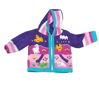 Suéter Cottagecore infantil mais fofo feito à mão boho infantil bordado em 3D animais 2T - Imagem 1 de 4