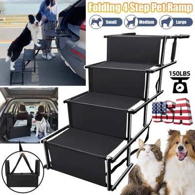 Rampa plegable portátil para mascotas perros escalones escalera antideslizante 4 escaleras para coche SUV camión Foto 1 de 4