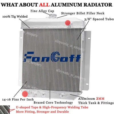 3 Rows Radiator Fits 1954-1956 Ford Country Squire Fairlane Skyliner 4.4/5.1L V8 - Imagem 1 de 4