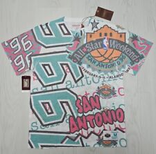 NWT San Antonio Spurs Mitchell And Ness T Shirt Mens Medium All Over Graphic New