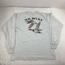 Vintage Mr Duck Shirt Adult XL Gray Long Sleeve Animals Nature Country 90s USA