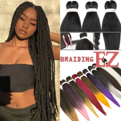 Extensiones de ganchillo de cabello trenzado Jumbo Afro EZ caja rizada recta trenzado hágalo usted mismo largo Foto 1 de 4