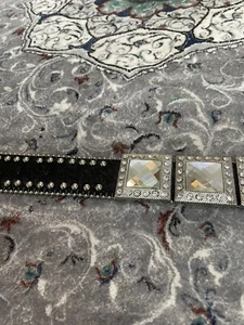 Cinturón de cuero de vaca negro con pedrería CONCHO cristalina talla MEDIANA - Imagen 1 de 9