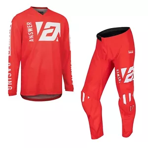 Answer Motocross Kit Syncron Merge Red White Jersey Pants Combo MX Off Road Kit - Picture 1 of 7