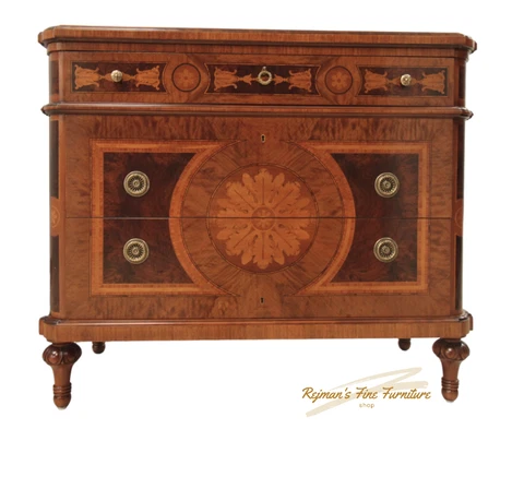 Vintage Neoclassical Richly Inlaid 3 Drawer Commode Cover