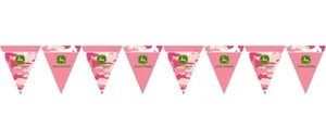 Bandera de fiesta de cumpleaños rosa John Deere 12 pies de largo - Imagen 1 de 1