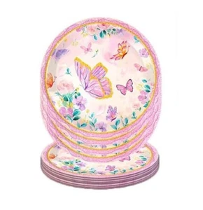 Butterfly Birthday Party Plate Girl Picnic Tableware Decoration 7" 10pcs - Picture 1 of 4
